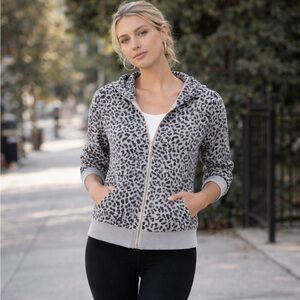 Chaser Light Gray Animal Print Hoodie